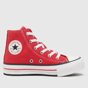 image of Converse Red All Star Hi Eva Lift Denim Junior Trainers