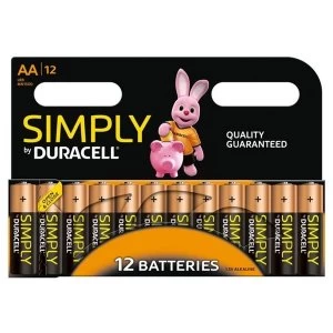 Image of Duracell Simply Alkaline Pack of 12 AA Batteries