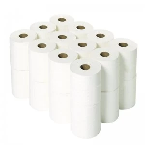 image of 2Work 2-Ply White Micro Twin Toilet Roll 125m (Pack of 24) 2W06439