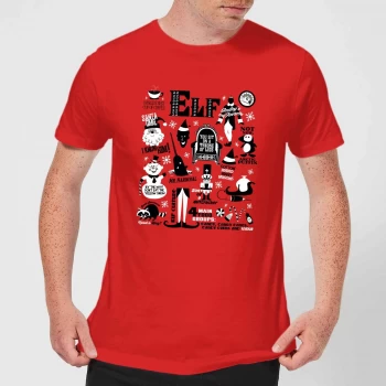 Image of Elf Mens Christmas T-Shirt - Red - XS - Red