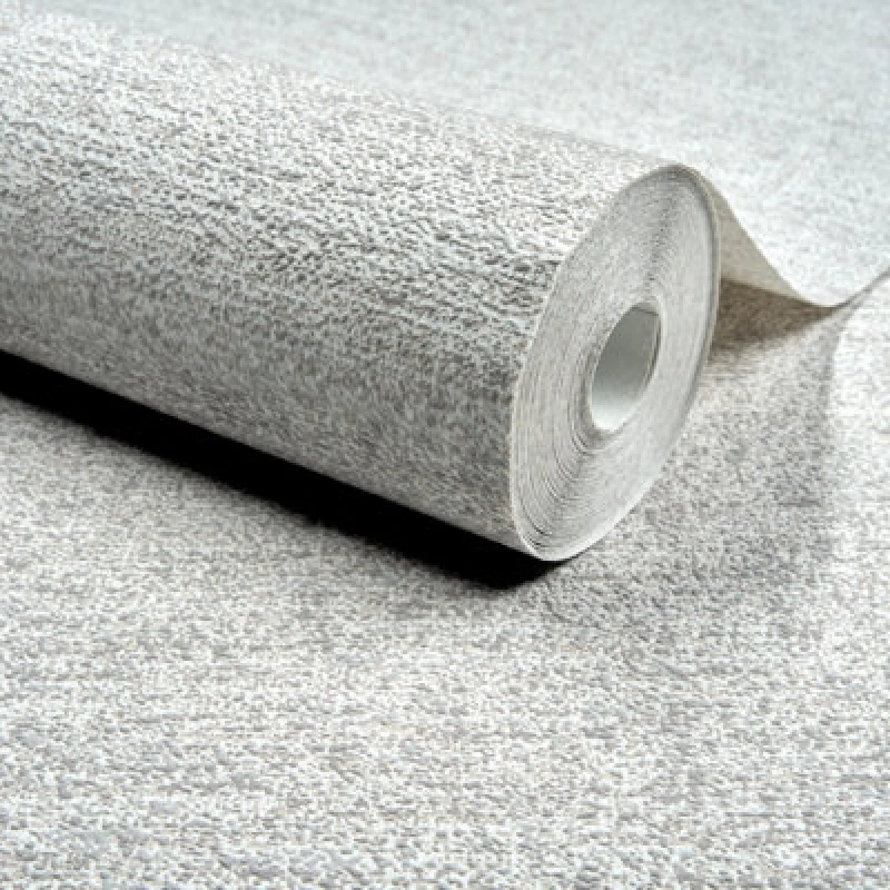 Image of Grandeco Omuri Boucle Twill Effect Semi-Plain Blown Vinyl Wallpaper, Grey