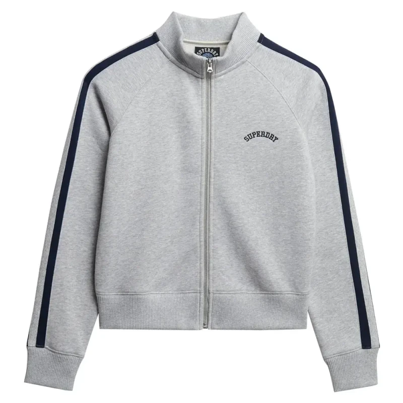 Image of Superdry Womens zip-up training jacket Superdry Athletic Essentials Gris Female XS