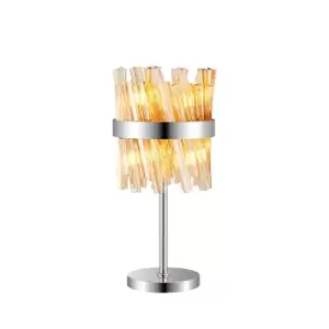 image of Lysander 6 Light G9, Table Lamp, Polished Nickel, Amber