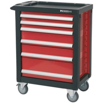 Image of Sealey Premier 6 Drawer Roller Cabinet Black / Red