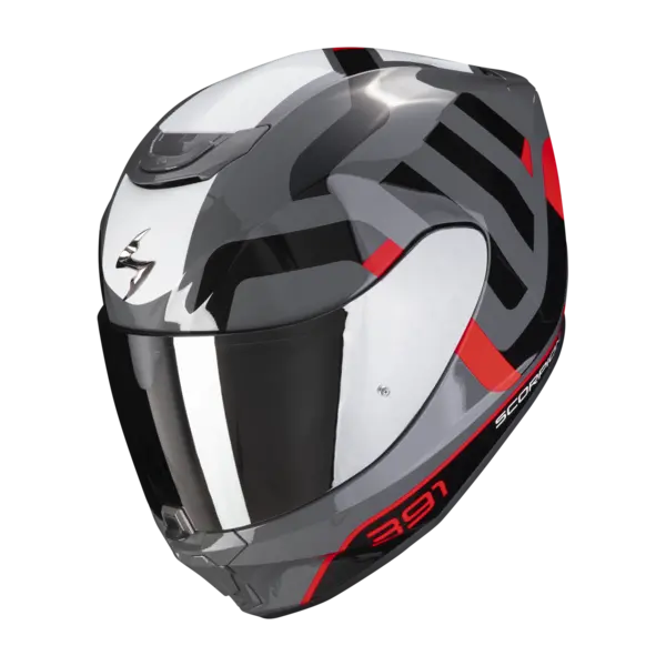 Image of Scorpion Exo-391 Arok Grey-Red-Black Full Face Helmet Size XS
