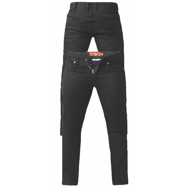 image of D555 by Duke Duke Tapered Fit Stretch Jean Colour: BLACK, Size: 42&quo