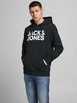 Image of Jack & Jones Corp Logo Overhead Hoodie, Black Size XL Men