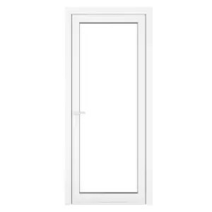 Image of Crystal uPVC Clear Single Door Full Glass Right Hand Open 840mm x 2090mm Clear Glazing - White