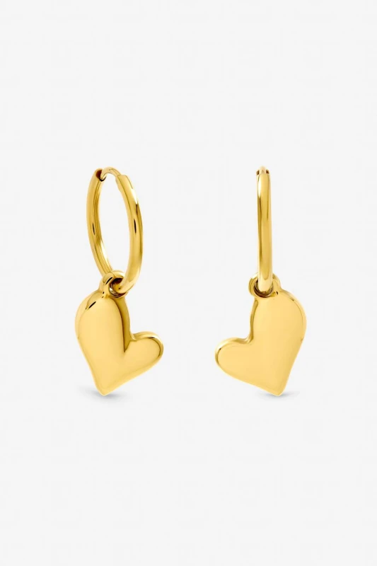 Image of Jon Richard Womens Gold Plated Waterproof Heart Charm Hoop Earrings Gold Female One Size