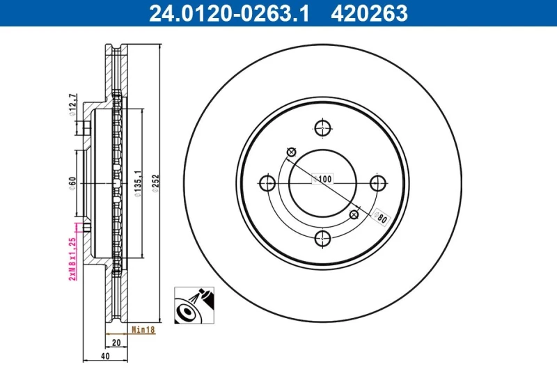 Image of Brake disc ATE 24.0120-0263.1