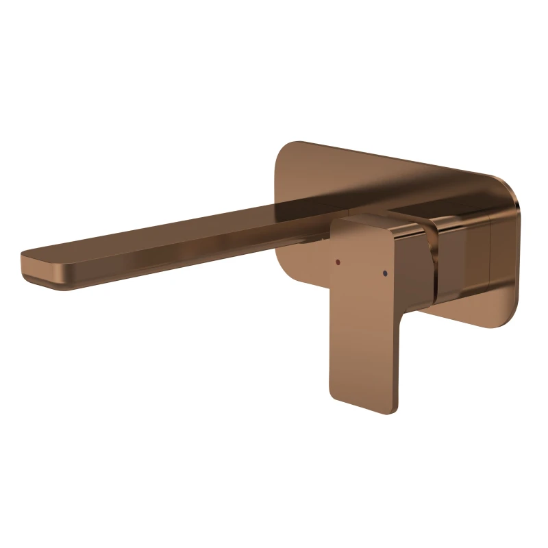 Image of Balterley Square Wall Mounted 2 Tap Hole Basin Mixer Tap - Brushed Bronze in Brown Brown Unisex