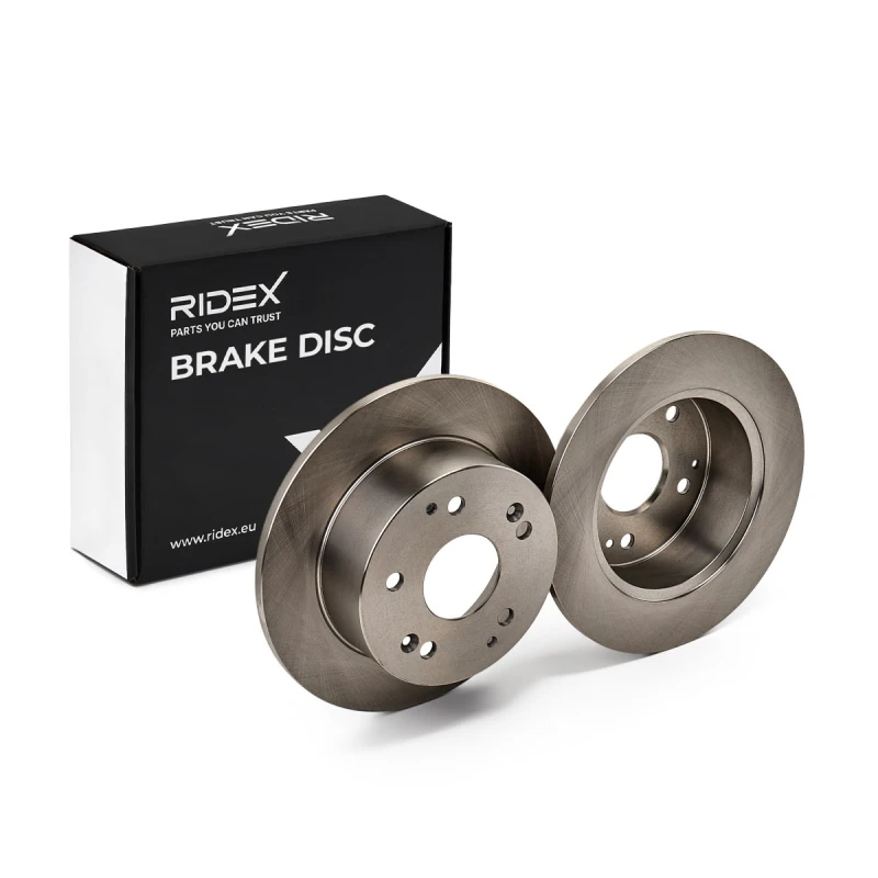 Image of RIDEX 82B1023 Brake disc Rear Axle, solid, Cast Iron, Uncoated, Untreated, without bolts/screws Cast Iron Brake Disc (82)