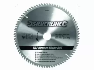 image of Silverline 244964 TCT Veneer Blade 80T 250 x 30 - 25 20 16mm Rings