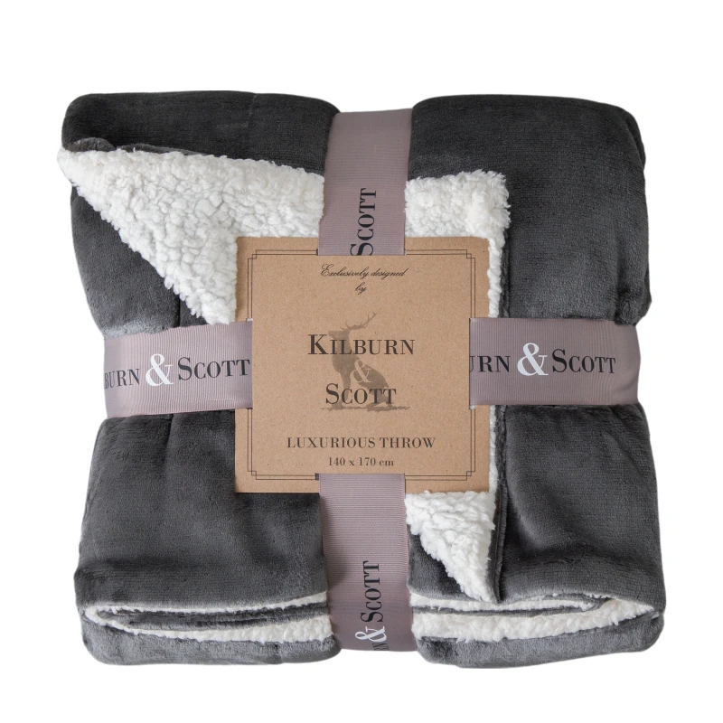 Image of Crossland Grove Ashfield Sherpa Throw Grey 1400x1700mm, Grey 5.05941E+12