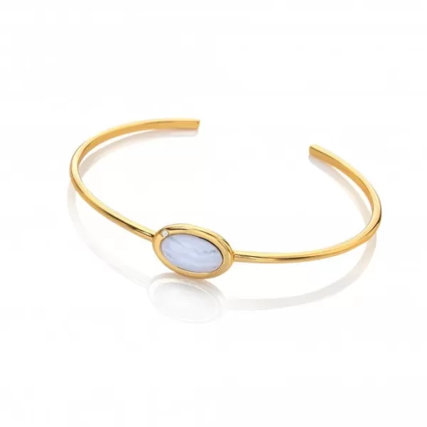Image of Horizontal Oval Blue Lace Agate Bracelet DC182