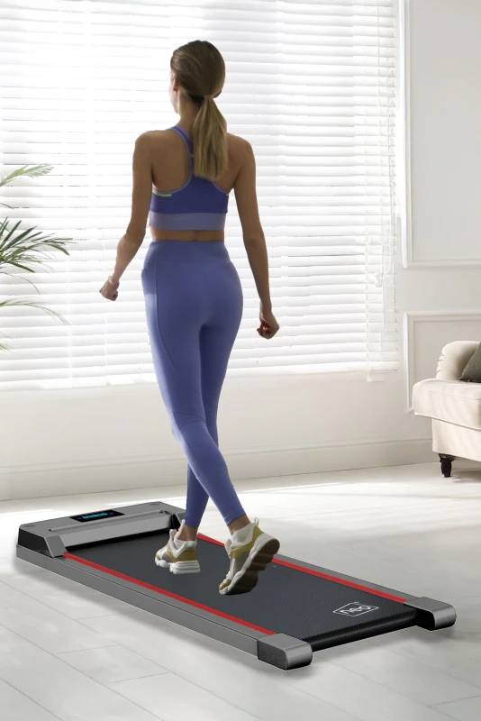 Image of Neo Under Desk Portable Walking Pad Treadmill Adjustable Speed Remote LED Display for Home Office Fitness Exercise Installation-Free in Black Un