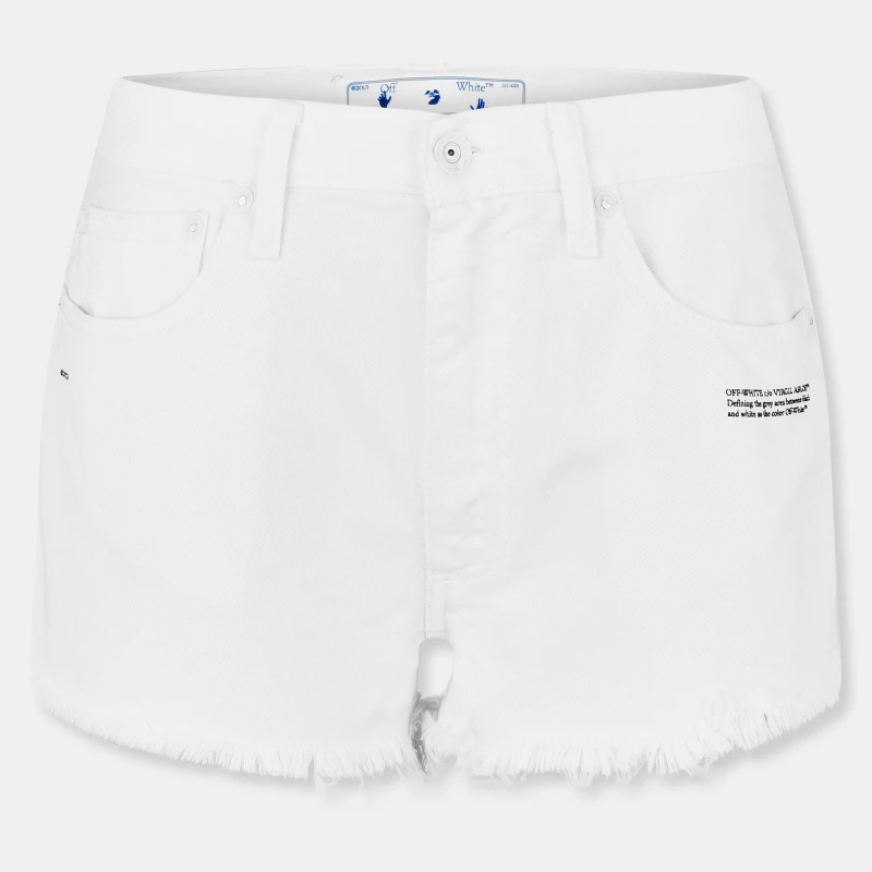 Image of Off White Womens Contrast Stitching Denim Shorts White/Black female 24 L32