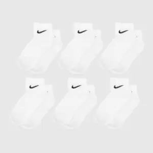 Image of Nike White & Black Everyday Ankle Socks 6 Pack