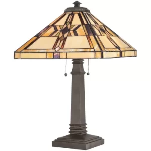 image of Finton Tiffany 2 Light Table Lamp Vintage Bronze