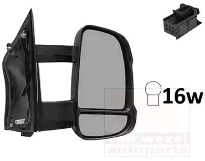 Image of VAN WEZEL 1651818 Wing mirror * HAGUS * Right, black, Mid-sized mirror arm Outside Mirror (50)