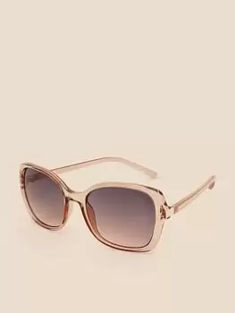 image of Accessorize Clear Oversized Square Sunglasses, Brown, Women