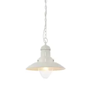 Image of Ceiling Pendant Light - Gloss Cream & Clear Glass - 42W E27 - Dimmable