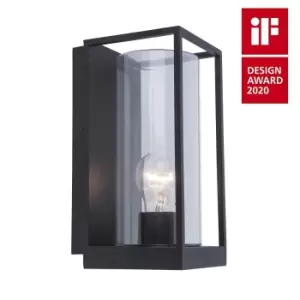 image of Lutec Flair Flush Outdoor Wall Light - Black