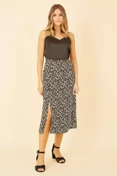 Image of Black Leopard Print Midi Skirt