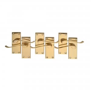 image of Wickes Paris Victorian Scroll Latch Door Handle Set - Polished Brass 3 Pairs