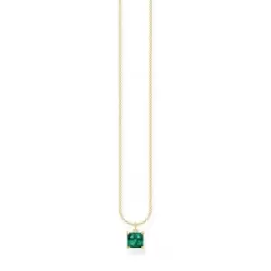 image of Sterling Silver Gold Plated Green Stone Necklace KE2156-472-6-L45V