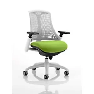 Image of Dynamic Synchro Tilt Task Operator Chair Height Adjustable Arms Flex Moonstone White Back, Myrrh Green Seat, White Frame Medium Back