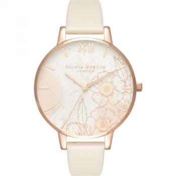 image of Abstract Florals Vegan Nude & Rose Gold Watch