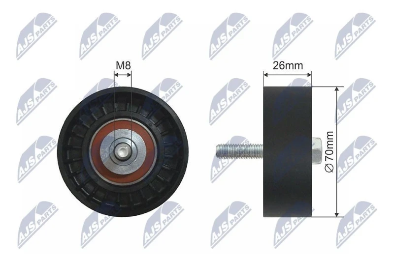 Image of NTY Deflection / guide pulley, V-ribbed belt NTY RNK-FR-004