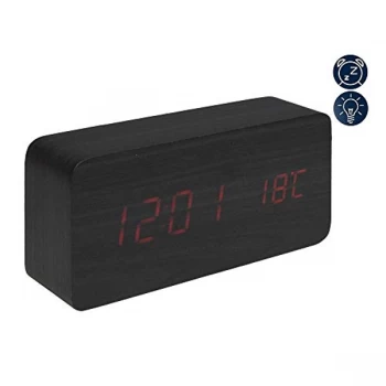Image of Hometime Black LED Alarm Clock USB & AAA Operated - Red Text