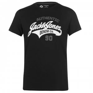 image of Jack and Jones Core Heritage Logo T Shirt Mens - Black