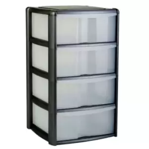 image of 4 Drawer Tower Black/Clear