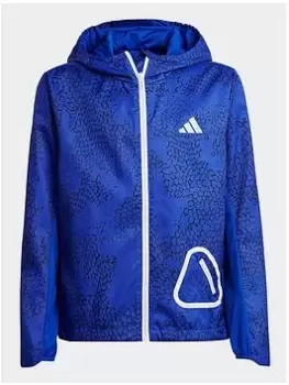 Image of Boys, adidas Running Wind.rdy Windbreaker Jacket, White/Multi, Size 7-8 Years