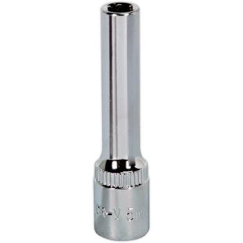 image of Sealey 1/4" Drive Polished Deep Hexagon WallDrive Socket Metric 1/4" 5mm