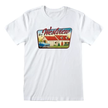 Image of Marvel WandaVision - Welcome To WestView Unisex X-Large T-Shirt - White