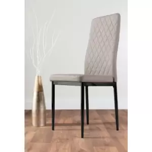 image of 4x CAPPUCCINO Beige Milan Dining Chairs (Black Leg) - Cappuccino