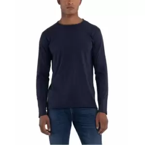 Image of Replay Replay Long Sleeve Crew T-Shirt Mens - Blue