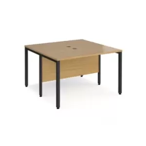 image of Office Desk 2 Person Rectangular Desk 1200mm Oak Tops With Black Frames 1200mm Depth Maestro 25