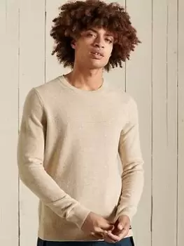 Image of Superdry Lambswool Lightweight Knit, Ecru, Size L, Men