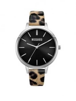Image of Missguided Missguided Leopard Printed Strap With Black Dial