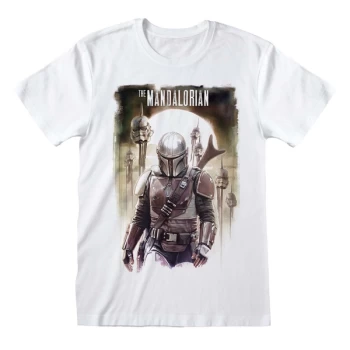 Image of Mandalorian - Trooper Head Unisex Large T-Shirt - White