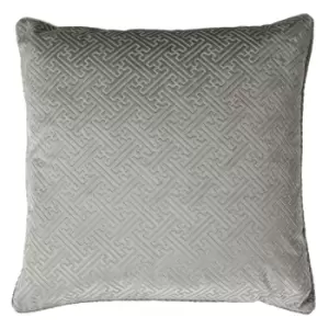 Image of Florence Embossed Velvet Cushion Silver / 55 x 55cm / Feather Filled