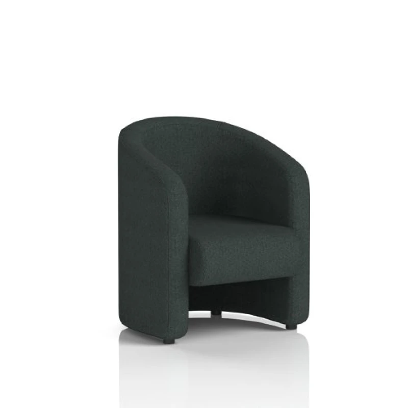 Image of Lamport Office Armchair with Black Feet in Rivet Fabric - Charcoal