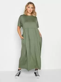 Image of Yours Throw On Pocket Dress Dark Khaki, Green, Size 20, Women