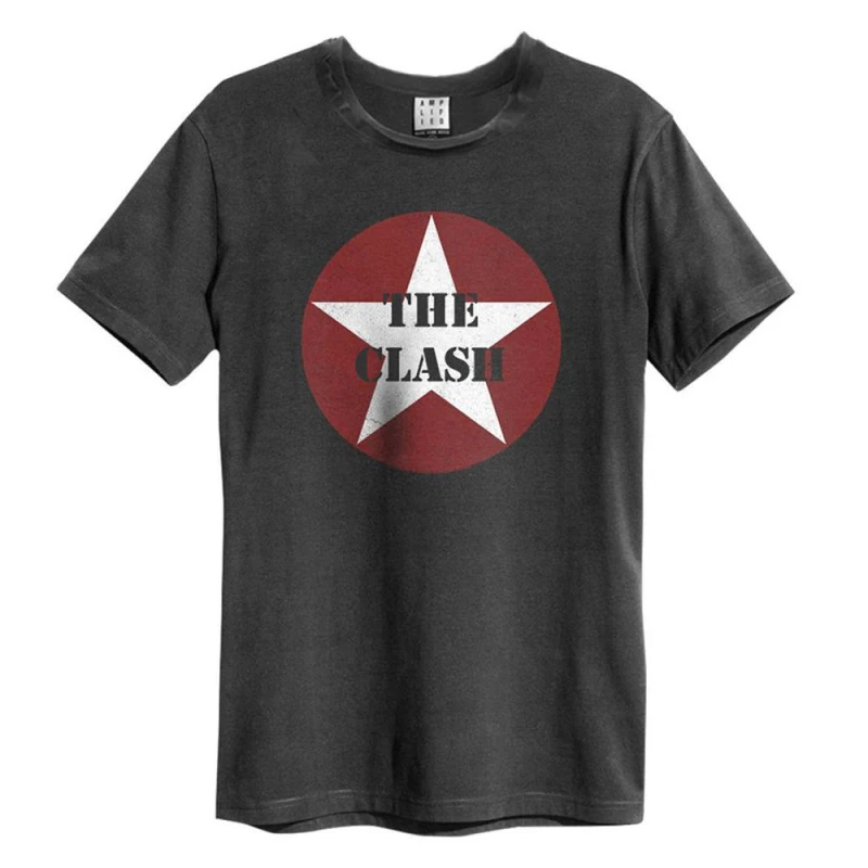 Image of Amplified Mens Star Logo The Clash T-Shirt in Charcoal Size: Large Charcoal Male L