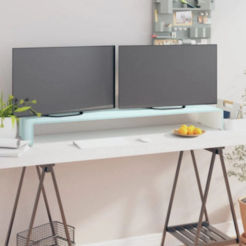 Image of Vidaxl TV Stand/monitor Riser Glass Green 120X30X13 Cm